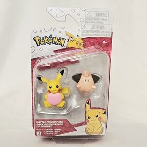 Pokemon Pikachu and Clefairy Action Figure Set - Yellow and Pink